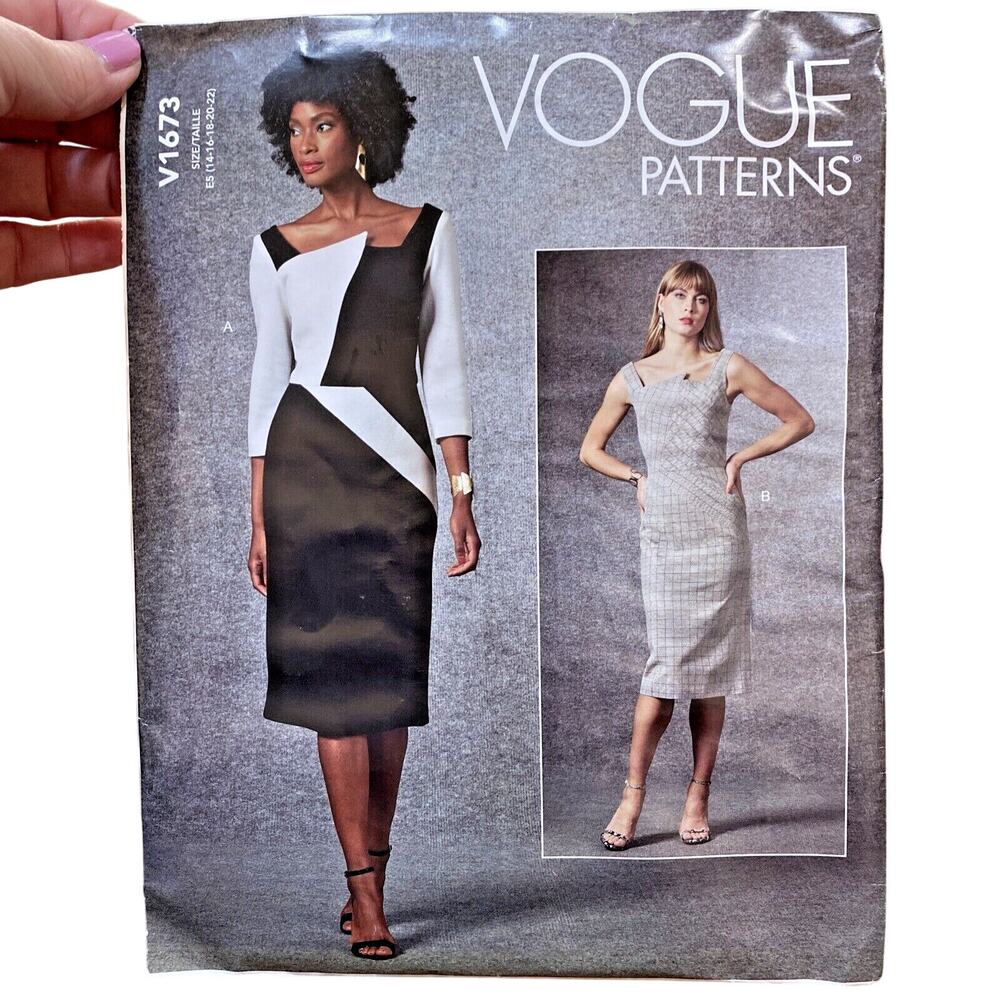 Vogue Sewing Pattern V1673 Misses Fitted Sheath Dress Sleeve Variations Sz 14-22